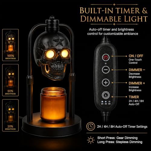 Esup Skull Candle Warmer Lamp with Timer, Year-Round Gothic Decor