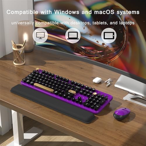 Colorful MPTOG Wireless Computer Keyboard and Mouse Combo (Black-Purple)