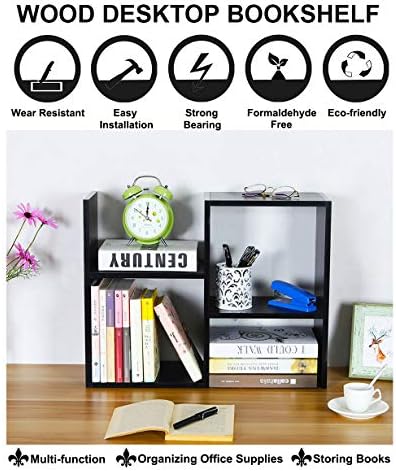 PAG-Mass Desktop Bookshelf Freestanding Wooden Countertop Bookcase Accessories Organizer Display Rack Dorm Desk Storage Shelf