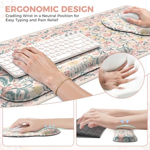 iCasso Desk Pad Mat, Large Mouse Pad and Keyboard Wrist Rest Set