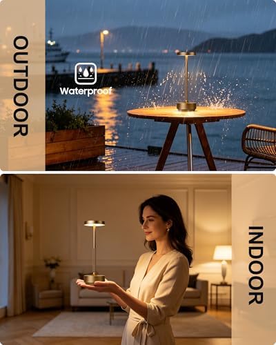LED Cordless Lamp 5000mAh Outdoor Table Lights Rechargeable Bronze