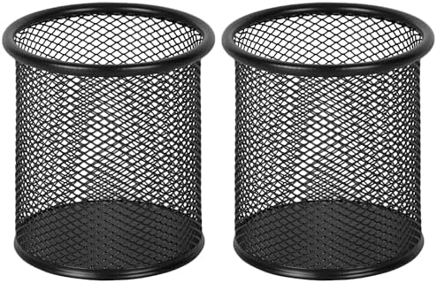 EasyPAG Pencil Holder for Desk, 2 Pack Metal Pen Organizer, Mesh Pencil Cup Organizer for Home, Office, Classroom, School, Black