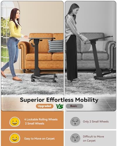 JOY worker Foldable Laptop Desk on Wheels, Adjustable Mobile Standing Desk
