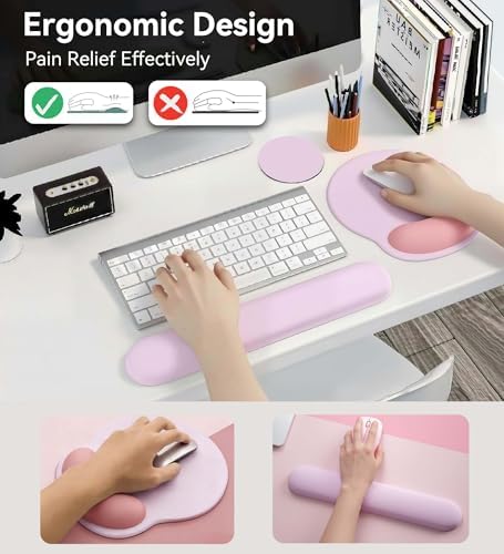 Mouse Pad with Keyboard Wrist Rest,Ergonomic Mousepad Support Set