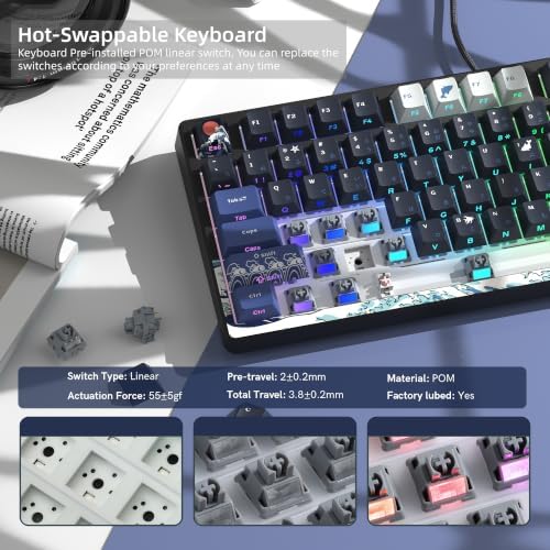 Womier SK80 75% Keyboard with Color Multimedia Display Gaming Keyboard