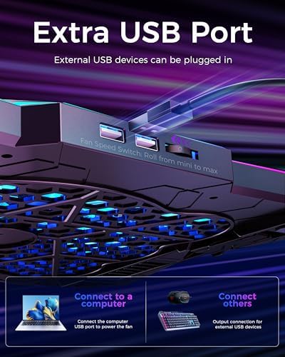 AICHESON RGB Laptop Cooling Pad 8 Fans for 15.6-17.3 Inch PC Notebooks