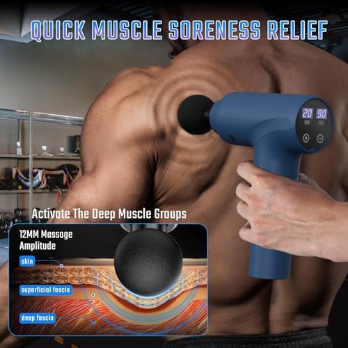 cotsoco Massage Gun Deep Tissue, Fathers Day Dad Gifts, Muscle Massage Gun with 9 Attachment Heads 20 Speeds & Silent Brushless Motor for Pain Relief, Handheld Percussion Back Massager Gun