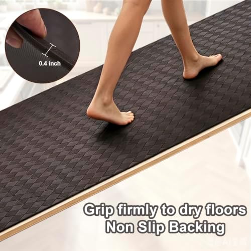 Kitchen Mats and Rugs Cushioned Anti-Fatigue, 47.2" x 70.9", Brown