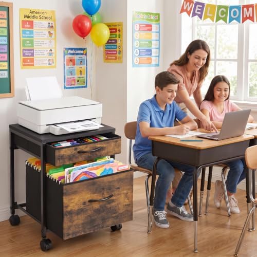 AceOrbit Back to School Rolling File Cabinet Printer Stand
