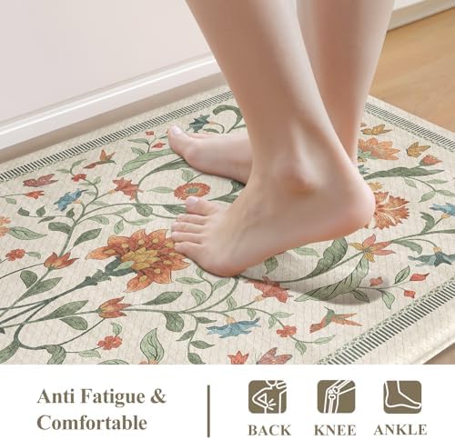 Collive Kitchen Mats for Floor Cushioned Anti Fatigue, Beige Kitchen Rugs