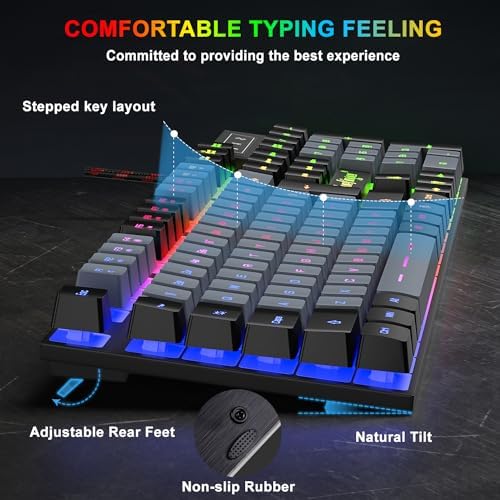 BlueFinger RGB Gaming Keyboard and Backlit Mouse Combo, USB Wired, LED Gaming Set for Laptop PC Computer Game and Work(Black & Gray)