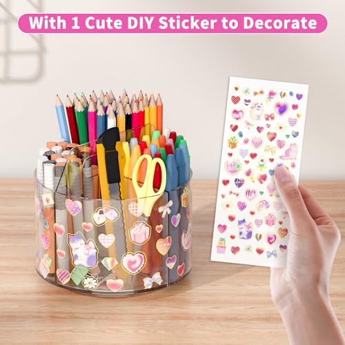 Acrylic Pencil Organizer for Desk Crayon Organizer with Adhesive Sticker
