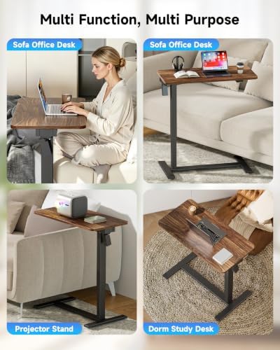 BIZUM Small Electric Standing Desk Bedside Table 31.5 x 15.8 Inch, Walnut