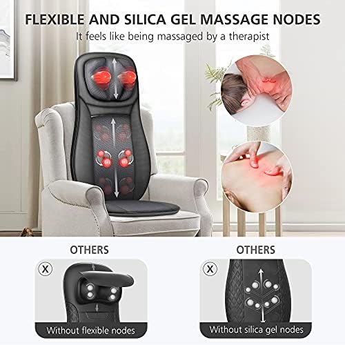 Snailax Shiatsu Neck & Back Massager with Heat Chair Pad Kneading Massage