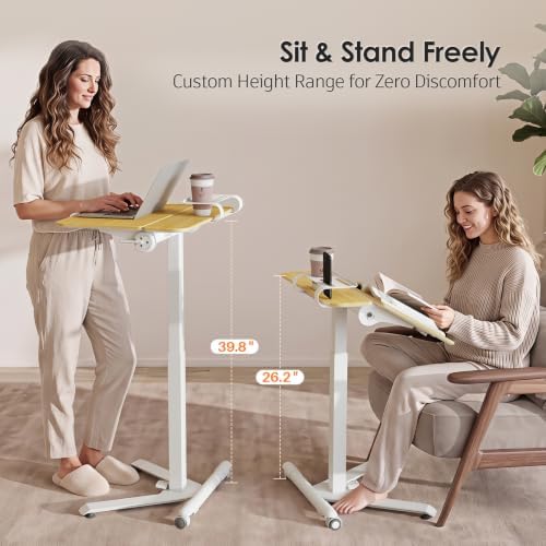 ROMOON Rolling Standing Desk with Wheels, Sit-Stand Portable Laptop Cart