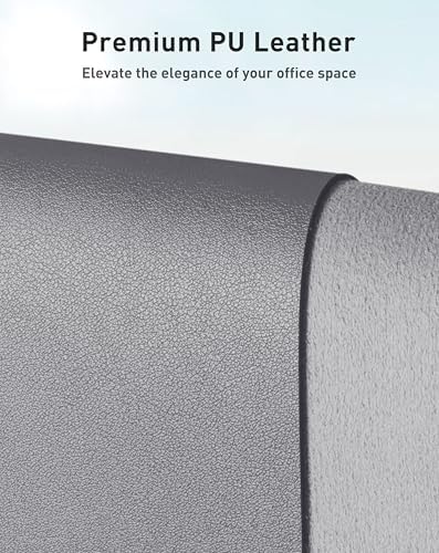 Aothia Faux Leather Desk Mat - Large Mouse Pad, Non-Slip PU Leather Blotter, Waterproof Writing Surface for Office and Home (Light Grey, 63" x 24")