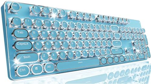 Wireless Typewriter Style Mechanical Keyboard with White Backlit, Full Size