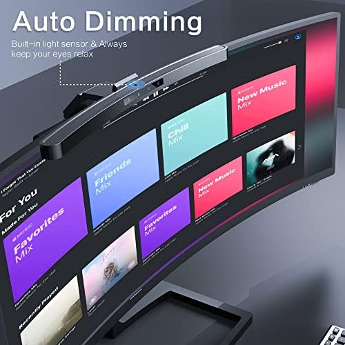 ONWAY Curved Monitor Light Bar with Wireless Remote,Monitor Auto-Dimming and Camera Base,Applicable to All Screens. No Screen Glare,for Home Office