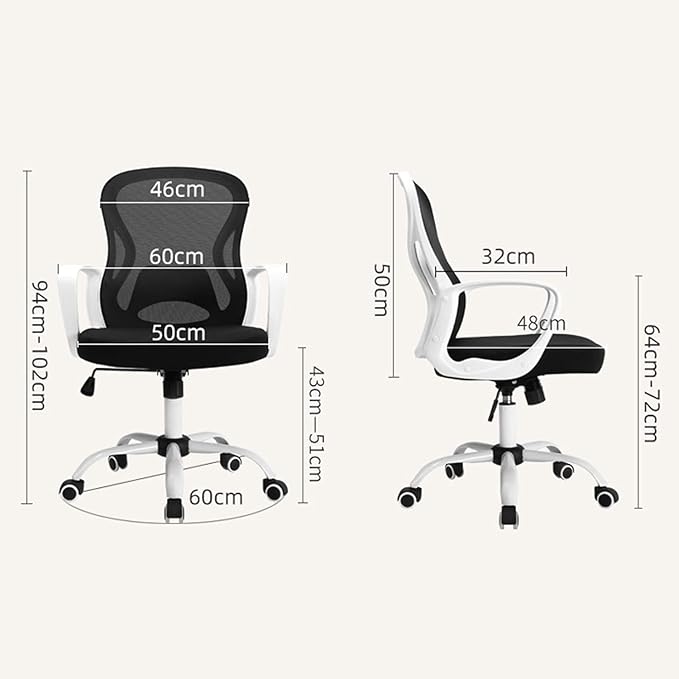 Breathable Mesh Office Chair - Swivel Desk Chair with Adjustable Armrests, All-Day Comfort