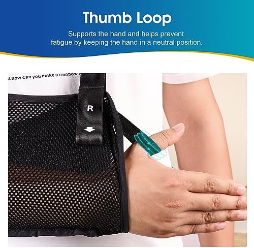 Mesh Arm Shoulder Sling Medical Shoulder Immobilizer for Shoulder Injury Torn Rotator Cuff, Breathable Arm Brace for Shower, Right Left Arm Stabilizes Elbow Arm Wrist Injury for Men Women (Black-M)