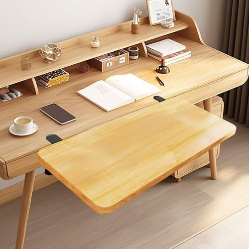 Desk Extension Board Clamp-on Keyboard Tray Portable Ergonomic Arm Rest Expansion Platform for Home Office- Wood Color