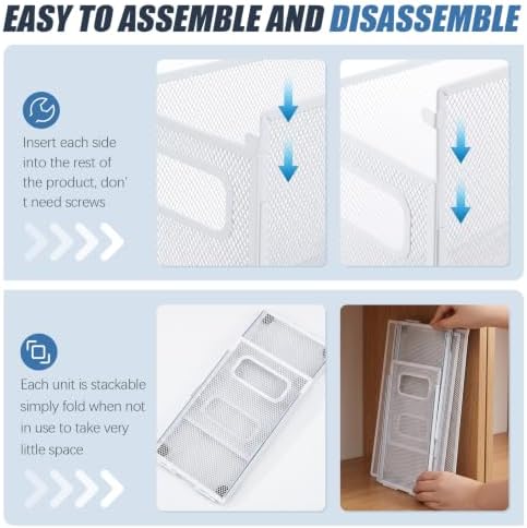 Zhengmy 3 Pcs Hanging File Organizer Letter Size File Holder Metal Mesh Filing Box Desktop Folder Letter Storage Cabinets Magazine Holder with Handles for Home Office School Document (White)