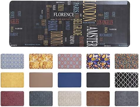Mabel Home Anti Fatigue Floor Mat- 3 Size(20x32 & 20x39 & 24x70),16 Colors - Standing Desk Mat-Kitchen Floor Mat-Stain ResistantHome Non-Slip Bottom, Extra Soft (Typography, 24" x 70")