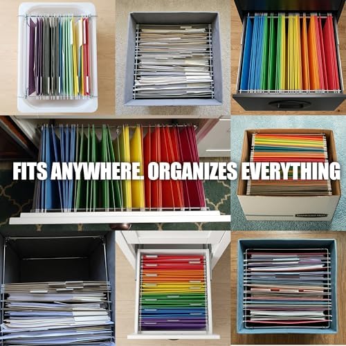 Officemate Plastic Hanging File Folder Frame, 18 Inch, Letter and Legal Size. 1 Set (91961), Black and Gray