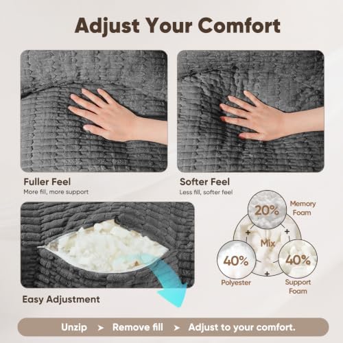 28" XXL Reading Pillow, Backrest Pillow with Detachable Neck Pillow