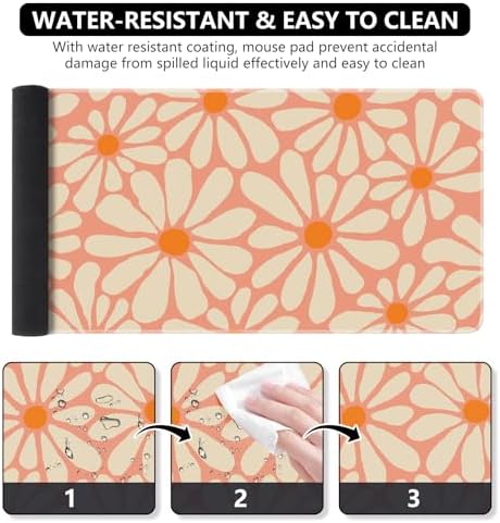 iCasso Desk Mat,Desk Matt for Desktop,Cute Desk Pad Mat, Orange Floral