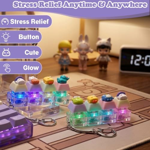 2 Pcs Resin Animals Keyboard Fidget Toy, Creamy & Clicky Fidget Keychain