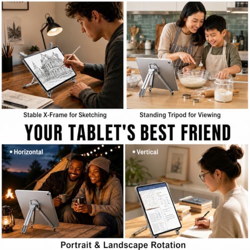 4-in-1 Foldable Laptop Stand & Riser, Tablet Stand, Magnetic Phone Holder