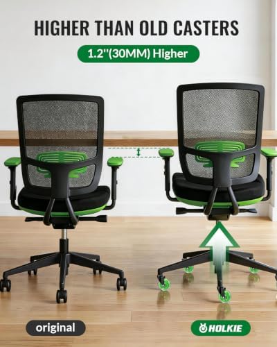 HOLKIE Gaming Chair Wheels Green Core Silent Roller Blade Casters