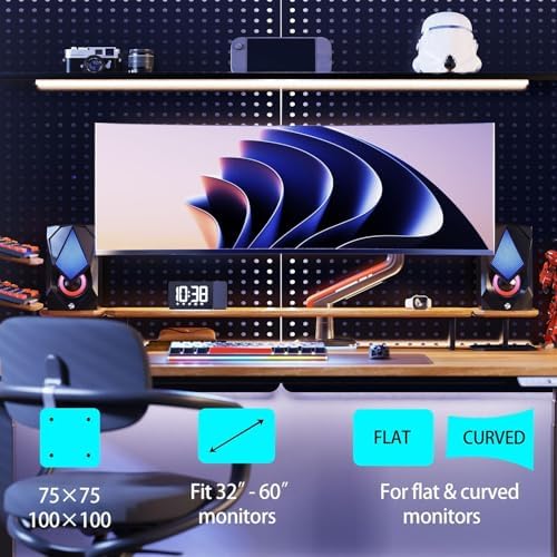 NB Gaming Monitor Arm or for 32 to 60 Inches Screen, Load up to 20 kg, VESA 75/100, RGB-Light, Heavy Duty, Multi Angle Adjustable, Premium Aluminum, Red