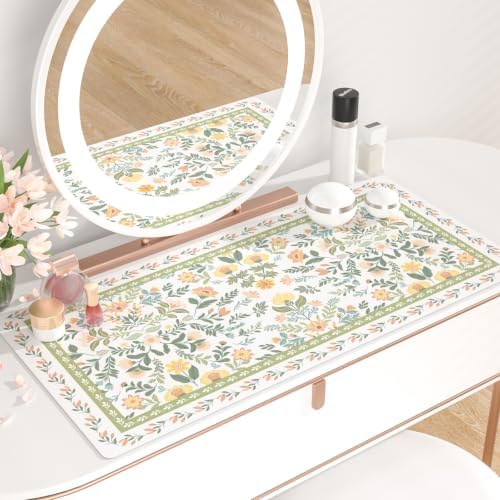 QIYI PU Leather Large Mouse Pad, Waterproof Desk Mat, 31.5" x 15.7", Garden