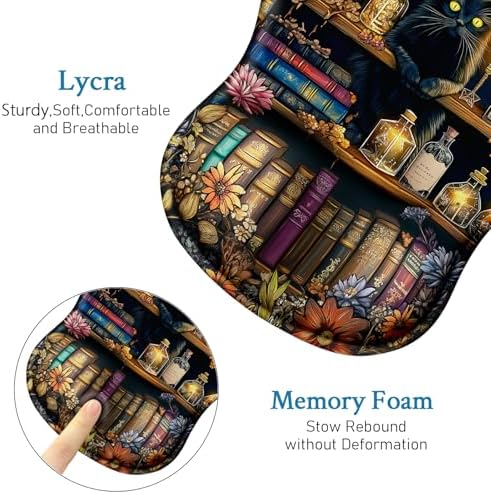 Cat Mouse Pad with Wrist Rest Cute Ergonomic Mousepad Middle Concave Office