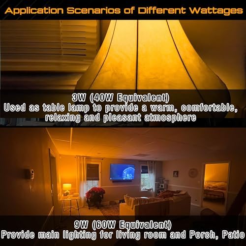 A19 Amber Light Bulbs 1800K,9W Warm Light Bulb 800Lm, Blue Light Blocking