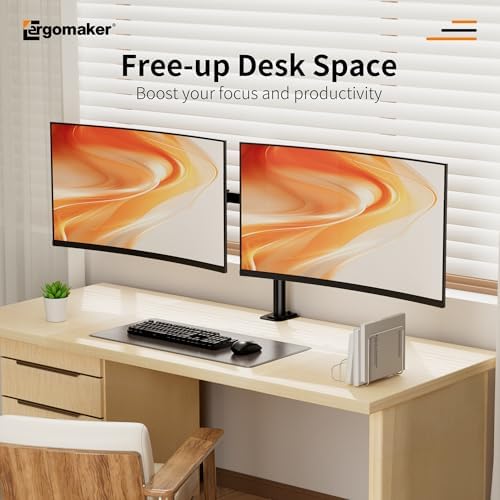 ERGOMAKER Dual Monitor Mount, Height Adjustable Swivel for 13-27" Screens