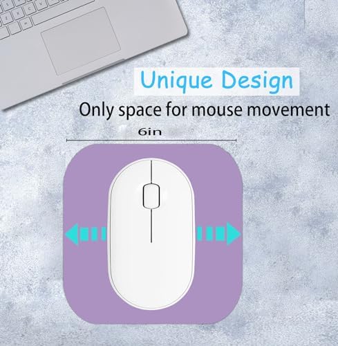 Mini Mouse Pad, 6x6 Inches, Waterproof Non-Slip Rubber Base, for Laptop, Keyboard Tray, Wireless Mouse, Home, Office, Travel (Purple)