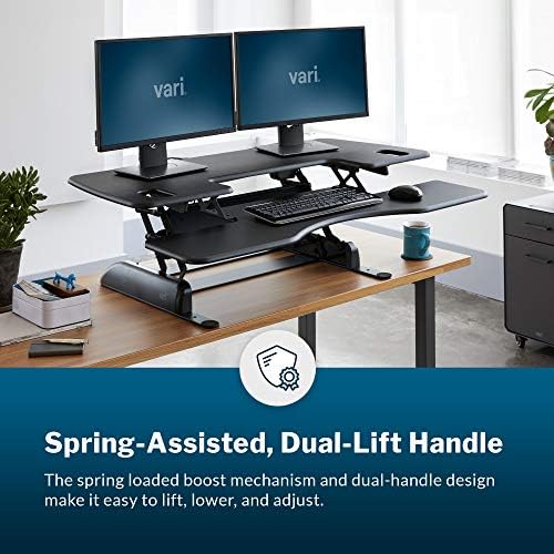 Vari VariDesk Pro Plus 48 - Adjustable Desk Converter with 11 Height Settings - Laptop Sit Stand Desk Riser for Home Office, Table Tops, Workspace - Fully Assembled with Spring Loaded Lift - Black