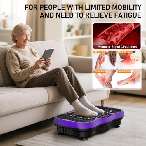 Vibration Plate Exercise Machine, 130 Levels Full Body Workout Vibrating Plate for Lymphatic Drainage Weight Loss, 450 Lbs Capacity Shake Platform with Bluetooth for Women Men