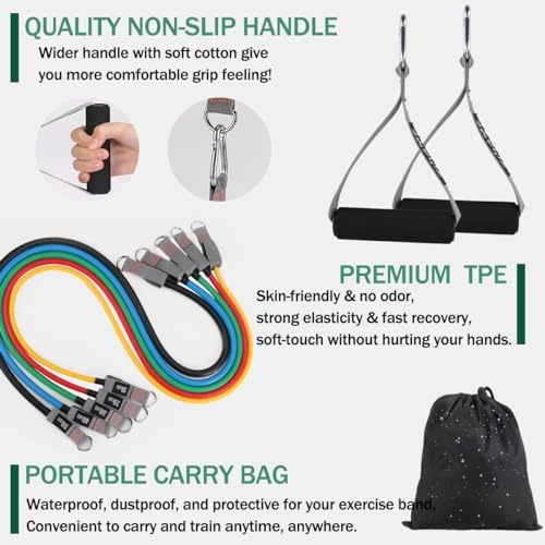 Resistance Bands with Handles, Exercise Bands with Handles, Door Anchor