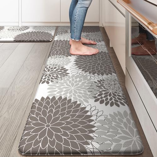 KIMODE Anti Fatigue Kitchen Mats for Floor Cushioned Kitchen Rugs Sets of 2
