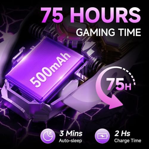 EWEADN G5 Tri-Mode Wireless Gaming Mouse, 12800 DPI Programmable Ergonomic Mouse with Metal Base for Stability, 500mAh Rechargeable, 8 Macro Buttons, Rapid Fire Key, RGB Backlit for FPS PC Mac- White