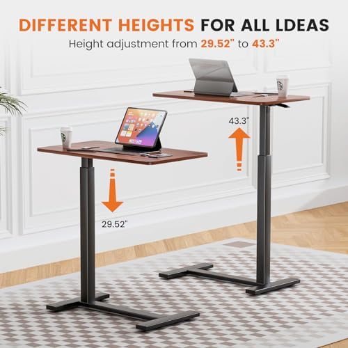 Sweetcrispy Overbed Table, Adjustable Rolling Desk, Mobile Standing Desk
