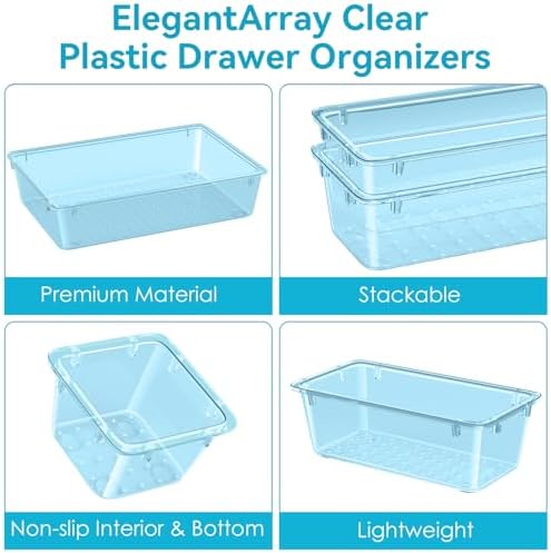 ElegantArray 12 PCS Drawer Organizer Set, Makeup Organizers, Sea Blue