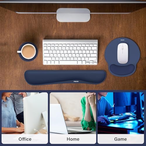 MOSISO Wrist Rest Support for Mouse Pad&Keyboard Set, Navy Blue