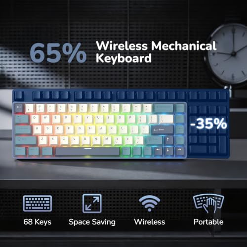 RK ROYAL KLUDGE RK68 65% RGB Wireless Mechanical Keyboard for Gaming, Work