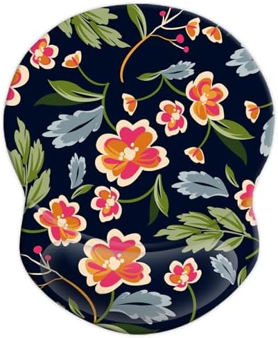 Ergonomic Wrist Support Mouse Pad - Comfortable Computer Mouse Pad with Non-Slip PU Base for Home Office Working Gaming (Bright Flowers)