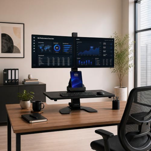 Mount-It! Dual Monitor Electric Standing Desk Converter, Sit-Stand Riser